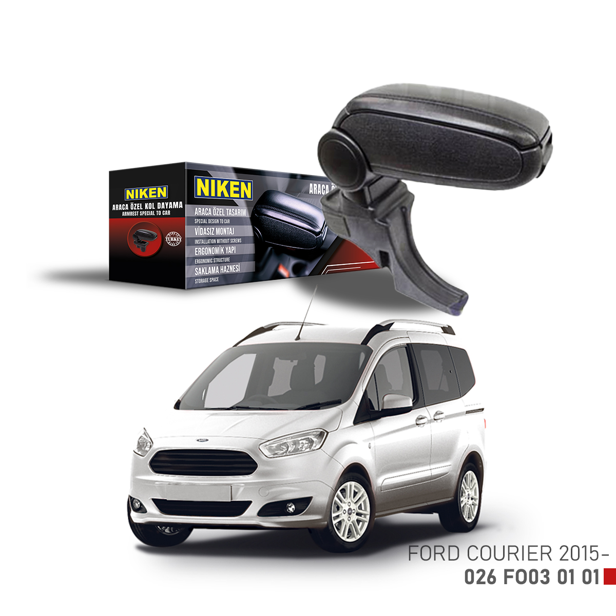 Niken Ford courier 2015 Sonrası Araca Özel Kol Dayama Siyah