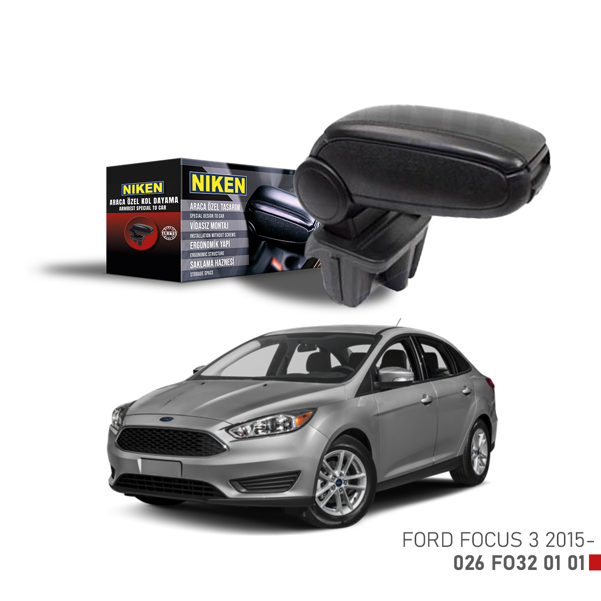 Niken Ford Focus 4 2015-2018 Arası Araca Özel Kol Dayama