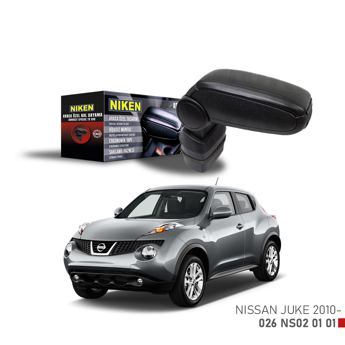 Niken Nissan Juke 2010 Sonrası Araca Özel Kol Dayama Siyah