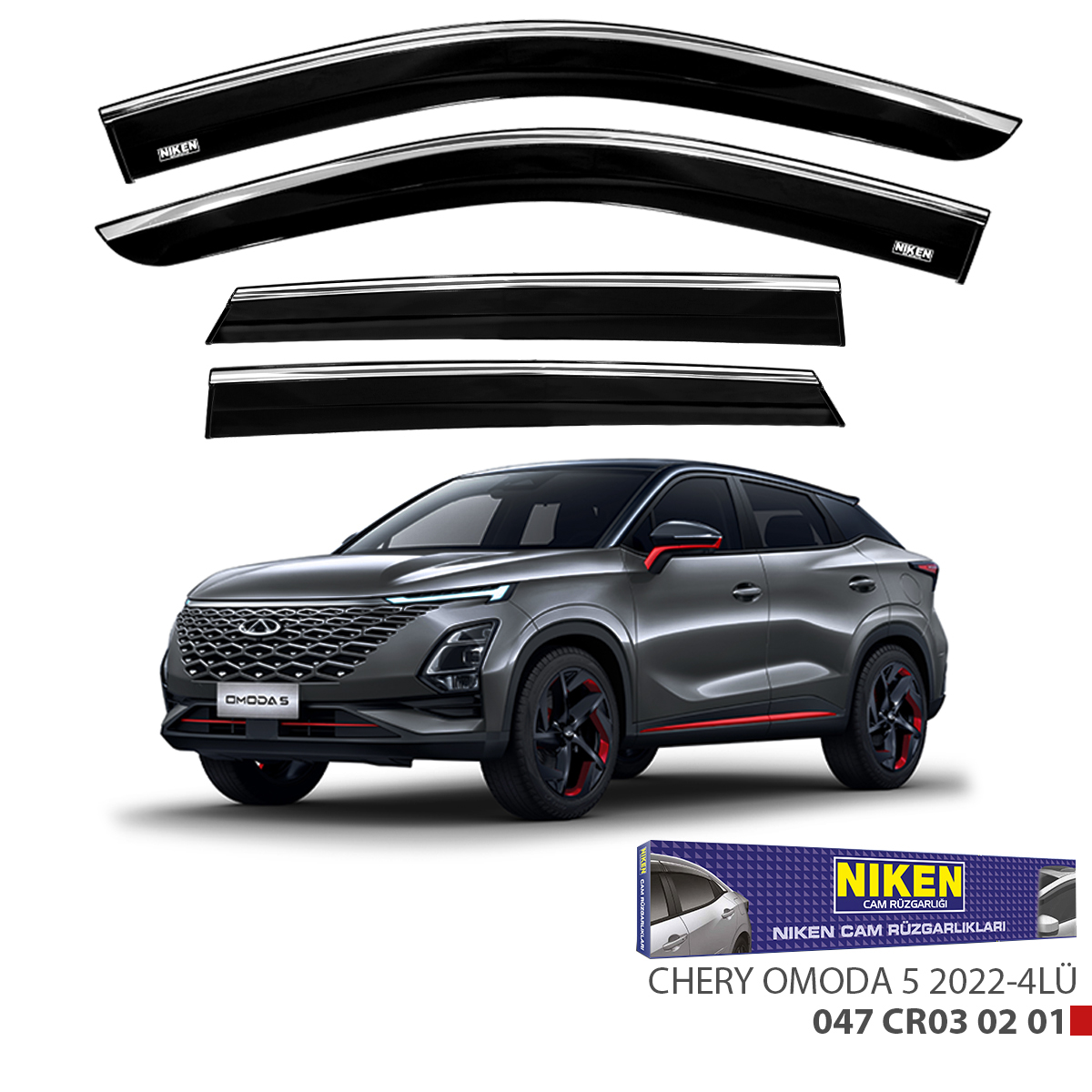 Niken Chery Omoda 5 2022 Sonrası Kromlu Cam Rüzgarlığı 4Lü