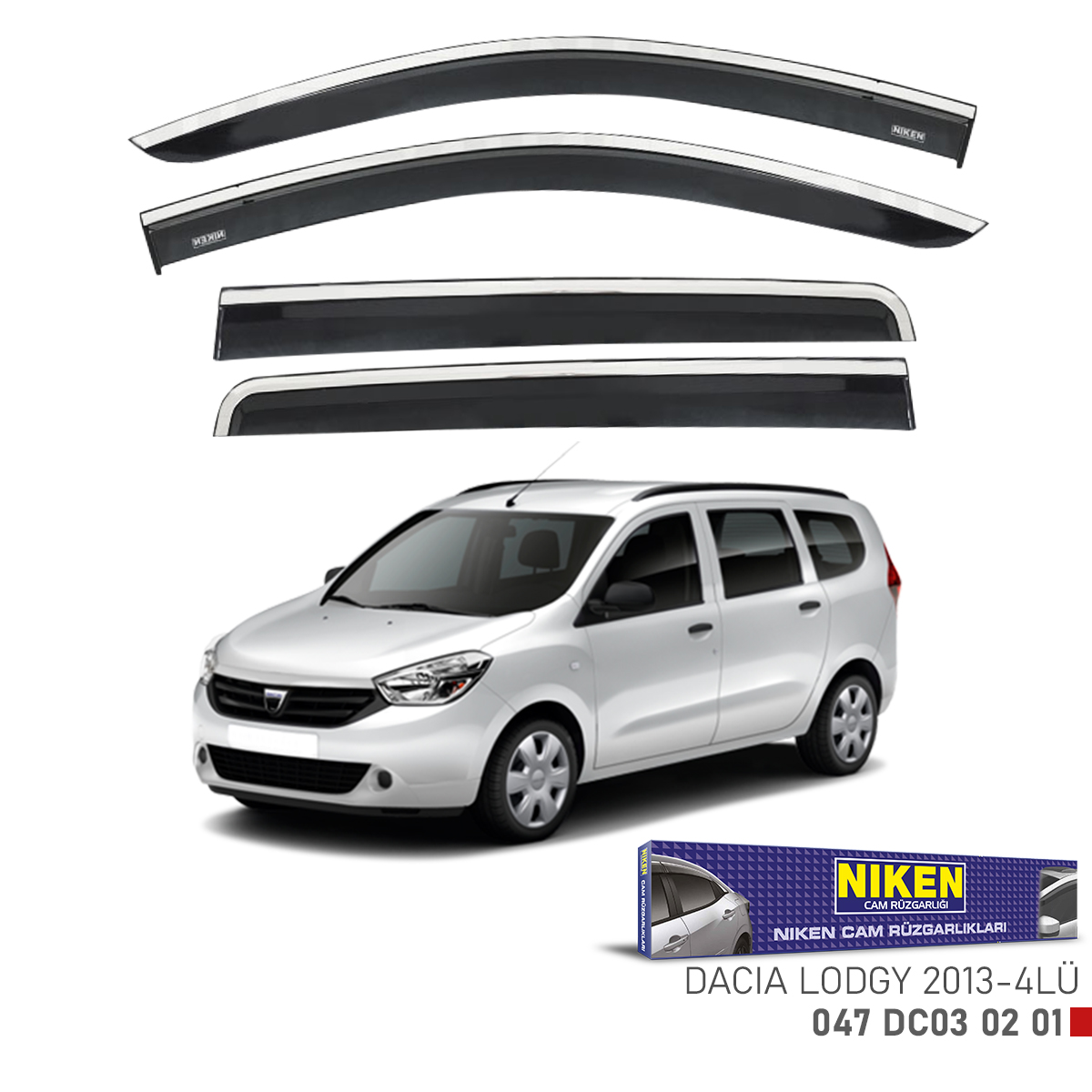 Niken Dacia Lodgy 2013 Sonrası Kromlu Cam Rüzgarlığı 4Lü