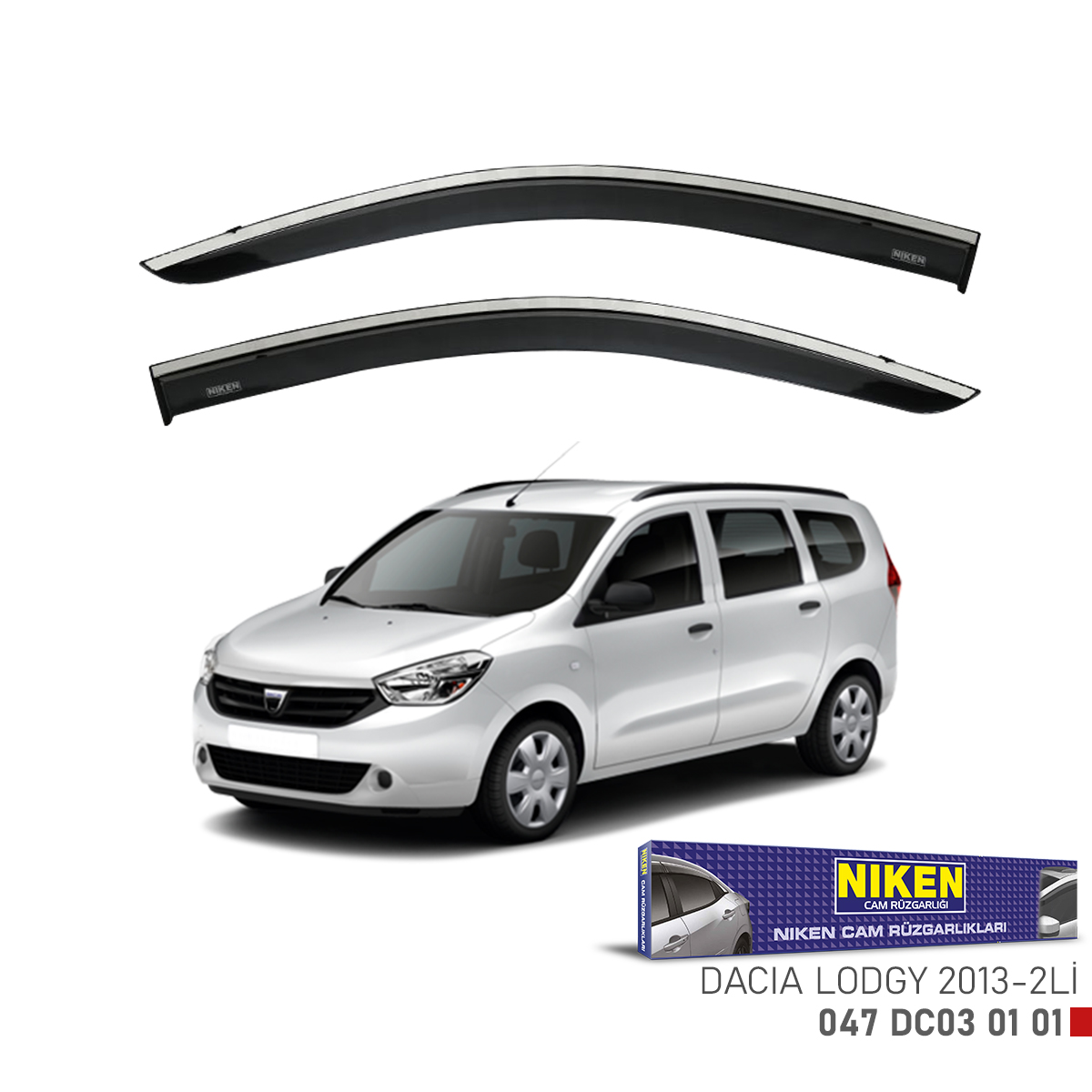 Niken Dacia Lodgy 2013 Sonrası Kromlu Cam Rüzgarlığı 2Li