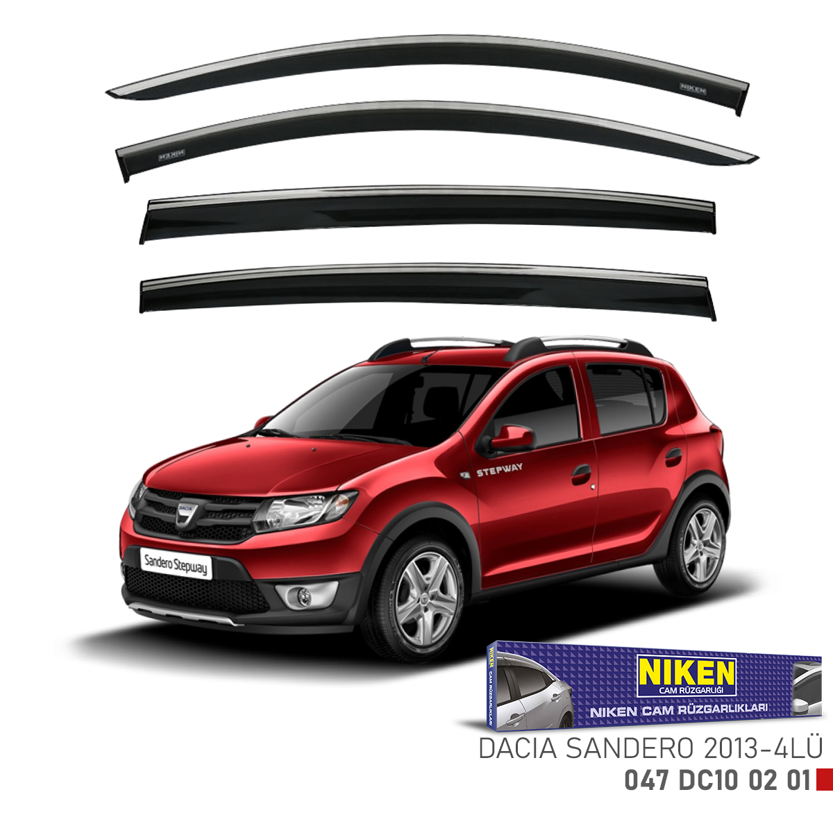 Niken Dacia Sandero 2013-2020 Kromlu Cam Rüzgarlığı 4Lü