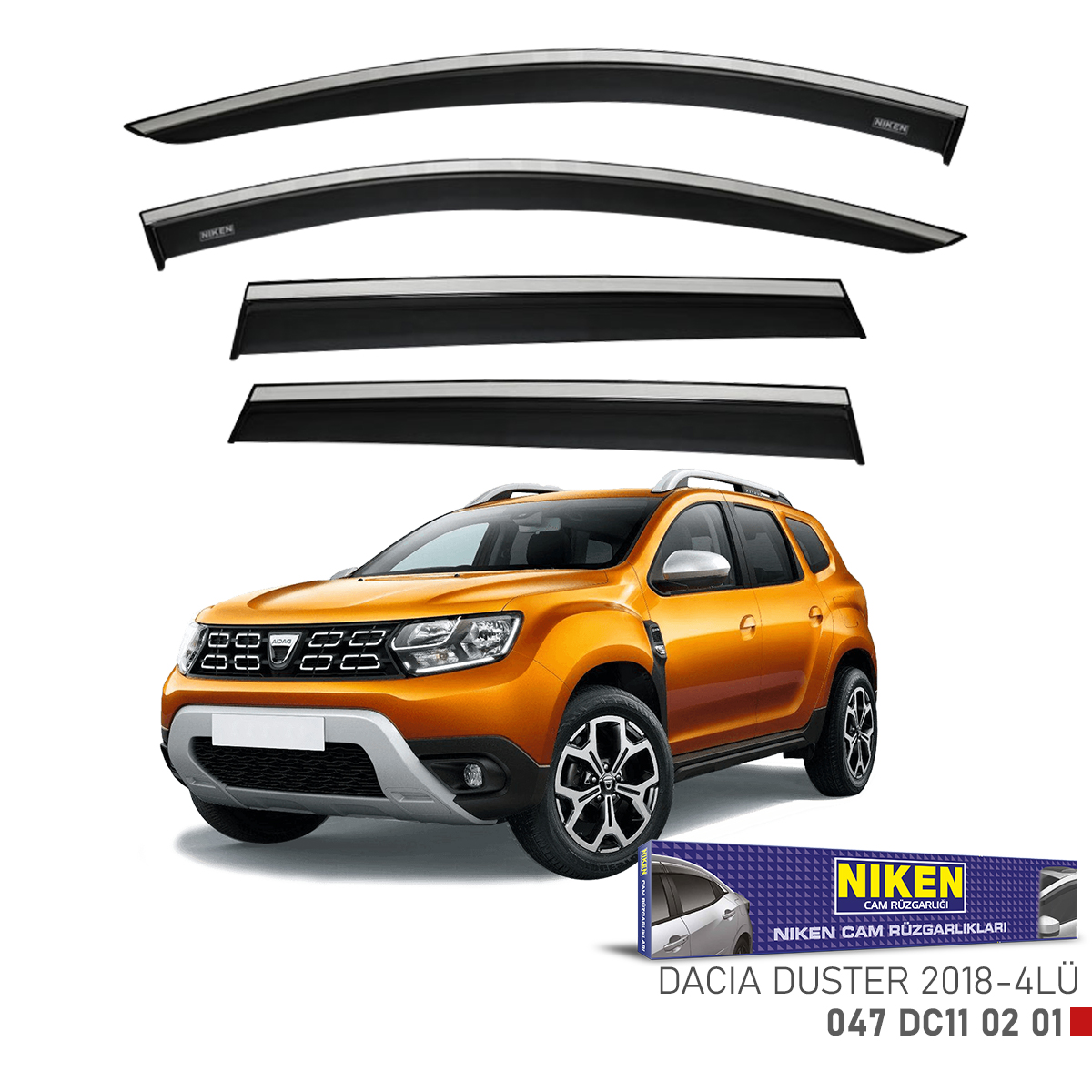 Niken Dacia Duster 2018 Sonrası Kromlu Cam Rüzgarlığı 4Lü