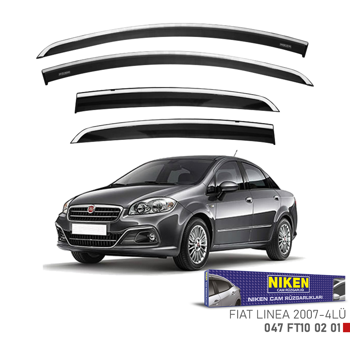 Niken Fiat Linea 2007 Sonrası Kromlu Cam Rüzgarlığı 4Lü