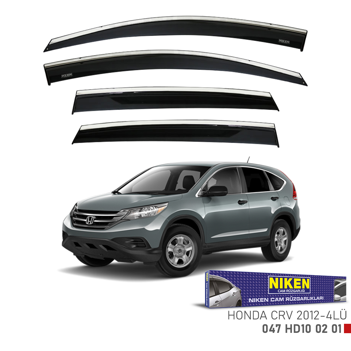 Niken Honda Crv 2012 Sonrası Kromlu Cam Rüzgarlığı 4Lü