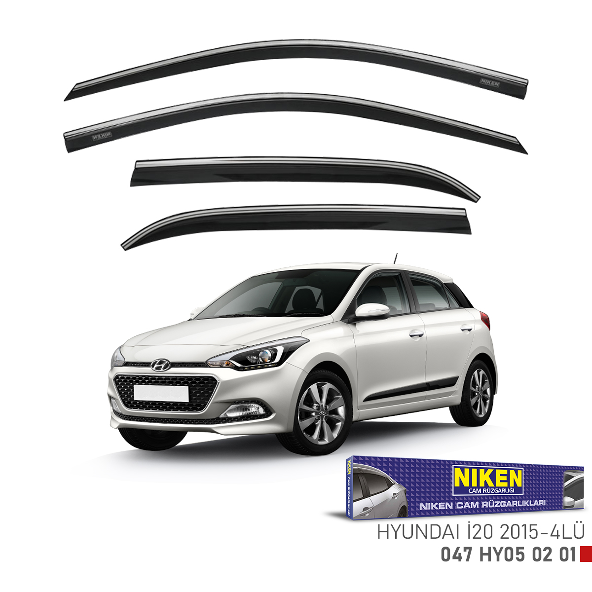 Niken Hyundai İ20 2015 Sonrası Kromlu Cam Rüzgarlığı 4Lü