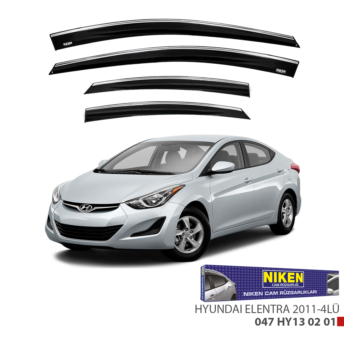 Niken Hyundai Elentra 2011 Sonrası Kromlu Cam Rüzgarlığı 4Lü