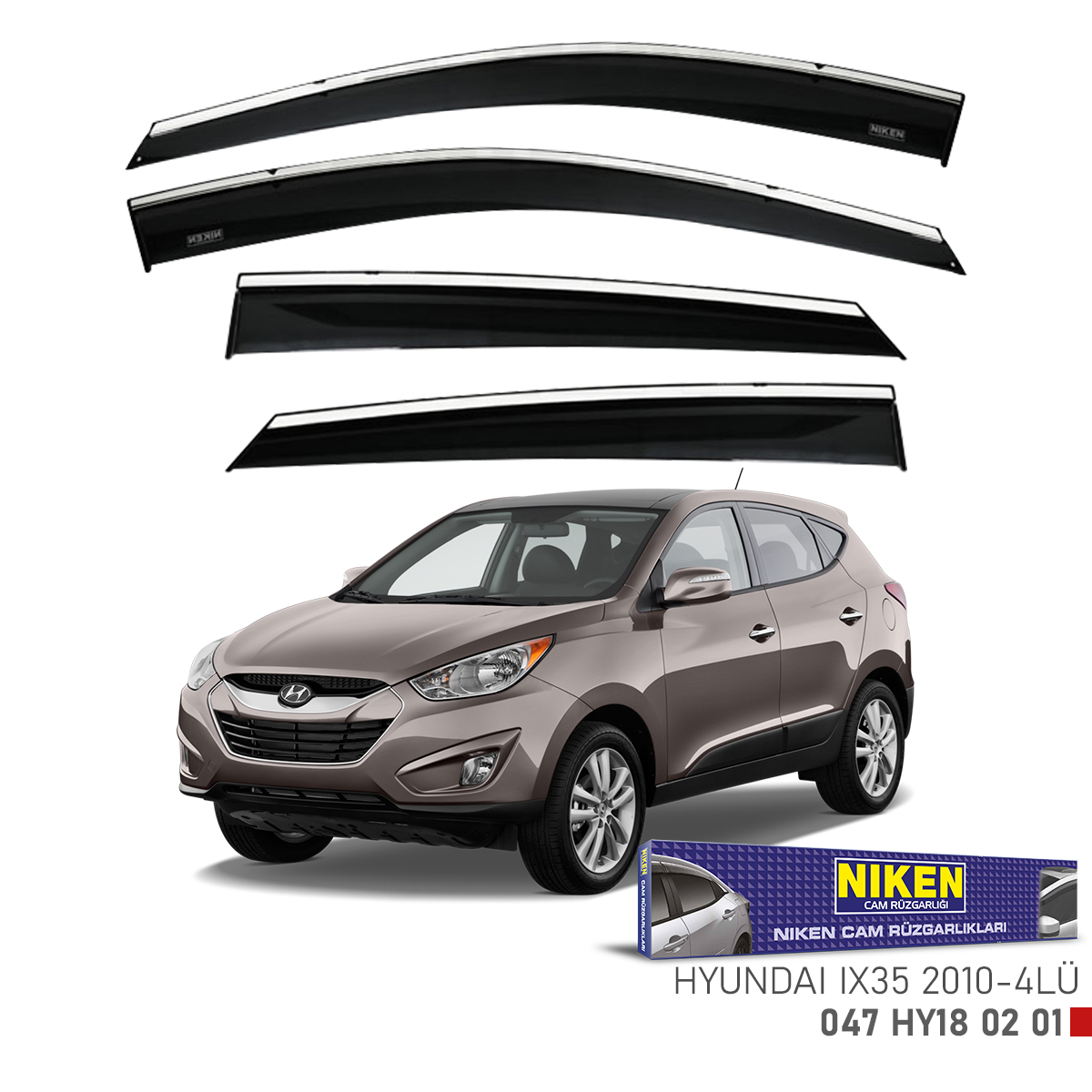 Niken Hyundai İx35 2010 Sonrası Kromlu Cam Rüzgarlığı 4Lü