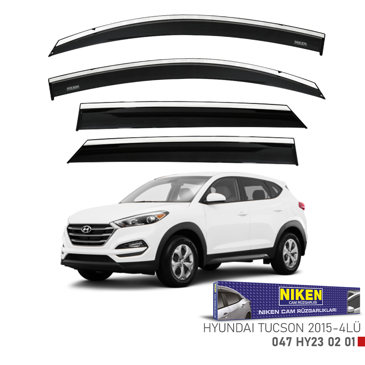 Niken Hyundai Tucson 2015 Sonrası Kromlu Cam Rüzgarlığı 4Lü