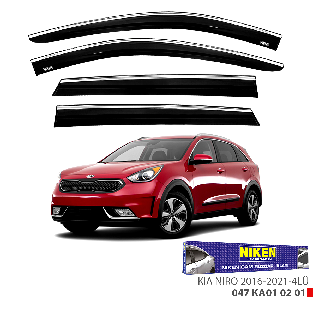 Niken Kia Niro 2016-2021 Kromlu Cam Rüzgarlığı 4Lü