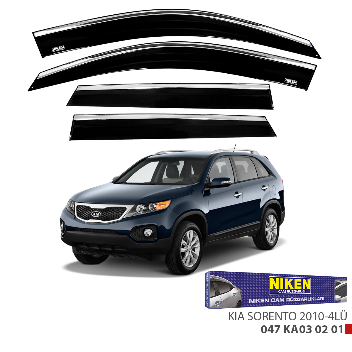 Niken Kia Sorento 2010-2019 Kromlu Cam Rüzgarlığı 4Lü