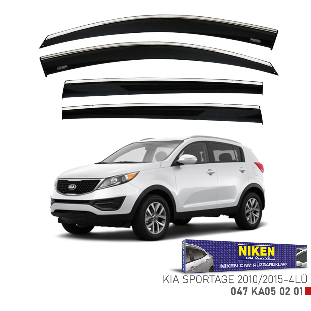 Niken Kia Sportage 2010-2015 Kromlu Cam Rüzgarlığı 4Lü