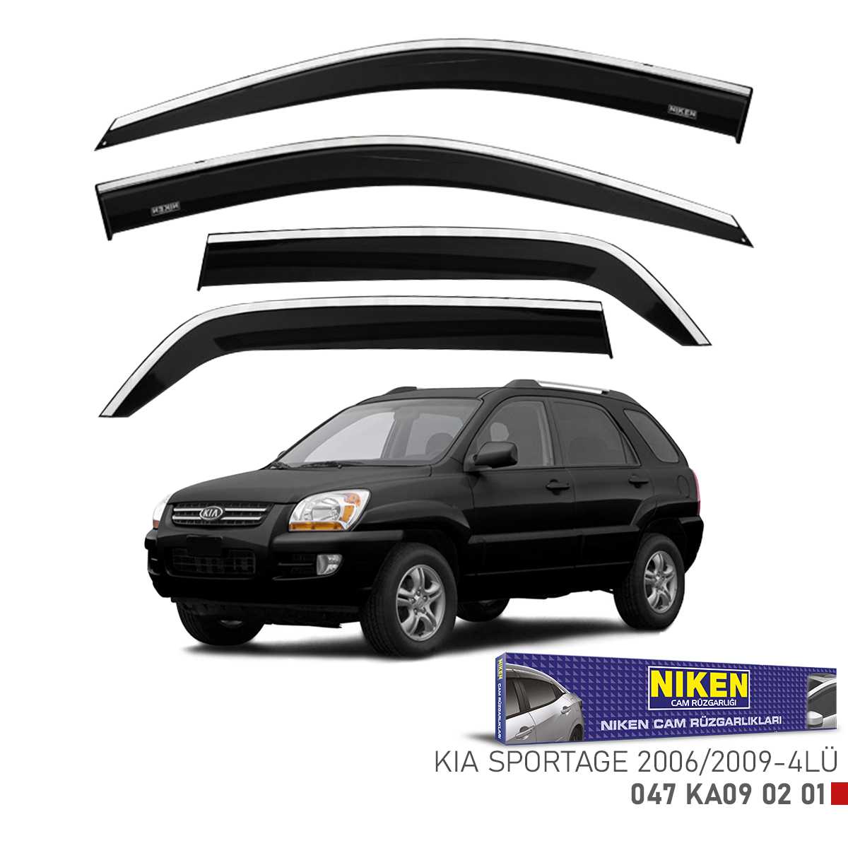 Niken Kia Sportage 2006-2009 Kromlu Cam Rüzgarlığı 4Lü