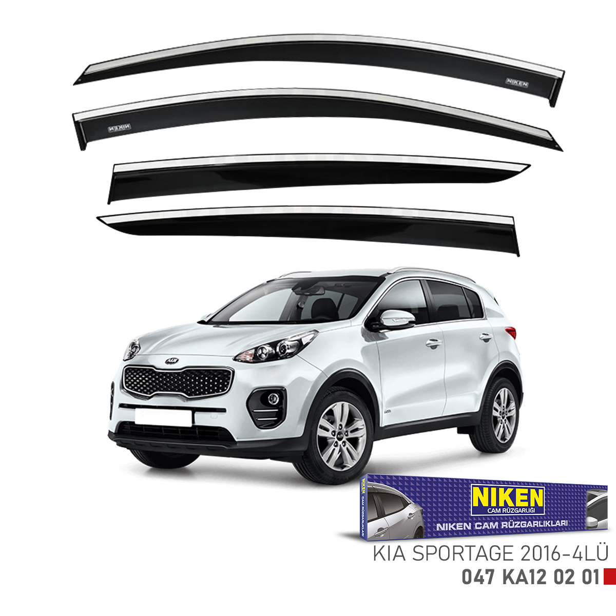 Niken Kia Sportage 2016-2022 Kromlu Cam Rüzgarlığı 4Lü