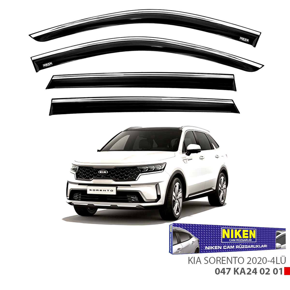 Niken Kia Sorento 2020 Sonrası Kromlu Cam Rüzgarlığı 4Lü
