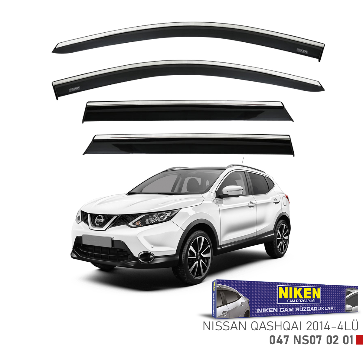 Niken Nissan Qashqai 2014- Kromlu Cam Rüzgarlığı 4Lü