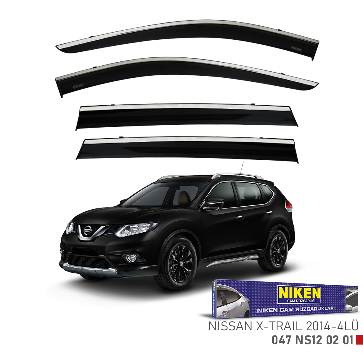 Niken Nissan X-Trail 2014 Sonrası Kromlu Cam Rüzgarlığı 4Lü
