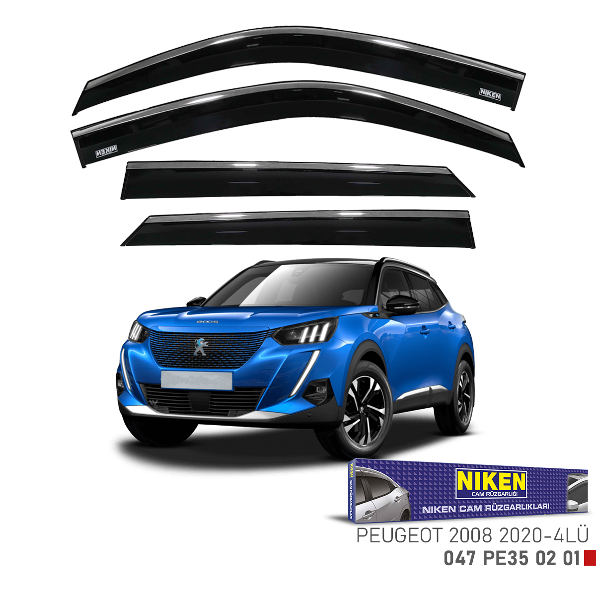 Niken Peugeot 2008 2020 Sonrası Kromlu Cam Rüzgarlığı 4Lü