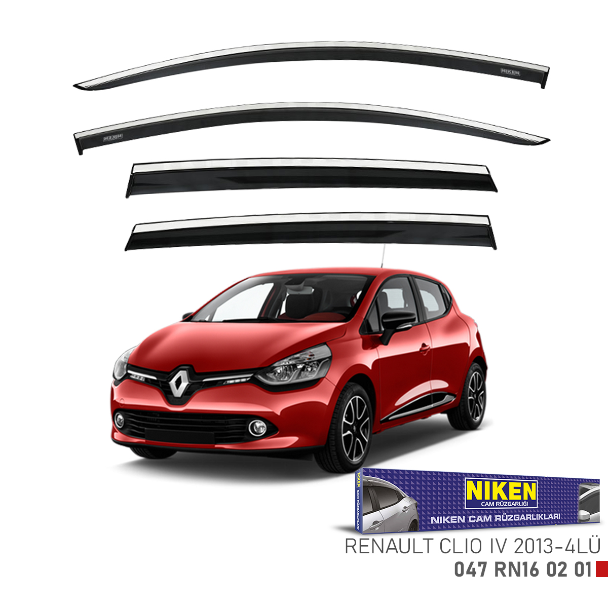 Niken Renault Clio 4 2013 Sonrası Kromlu Cam Rüzgarlığı 4Lü