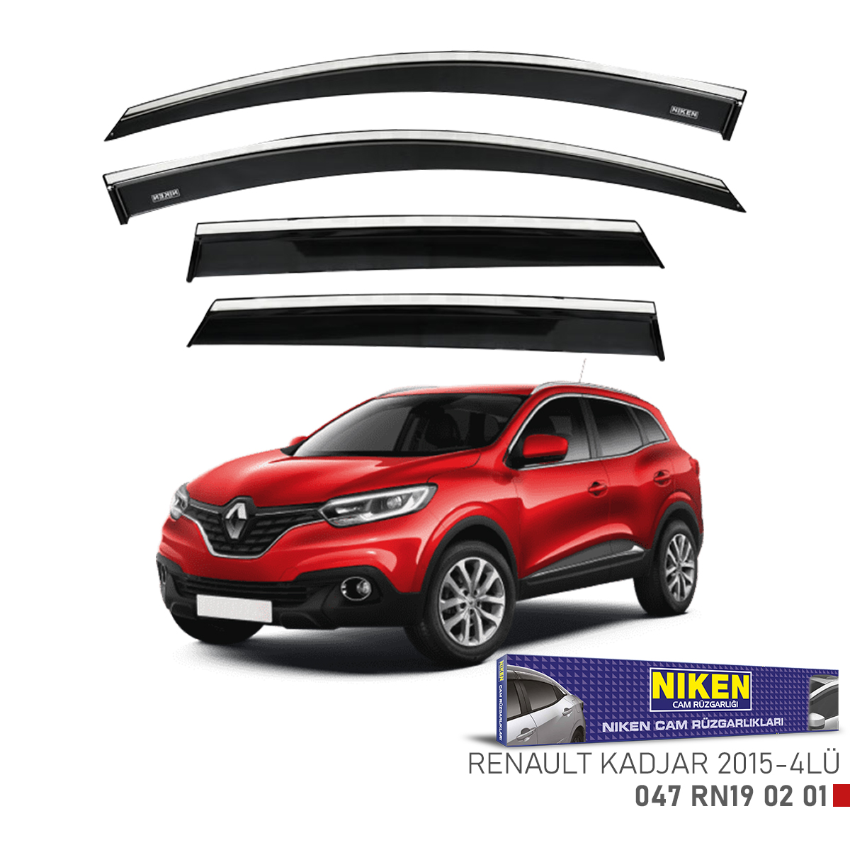 Niken Renault Kadjar 2015 Sonrası Kromlu Cam Rüzgarlığı 4Lü