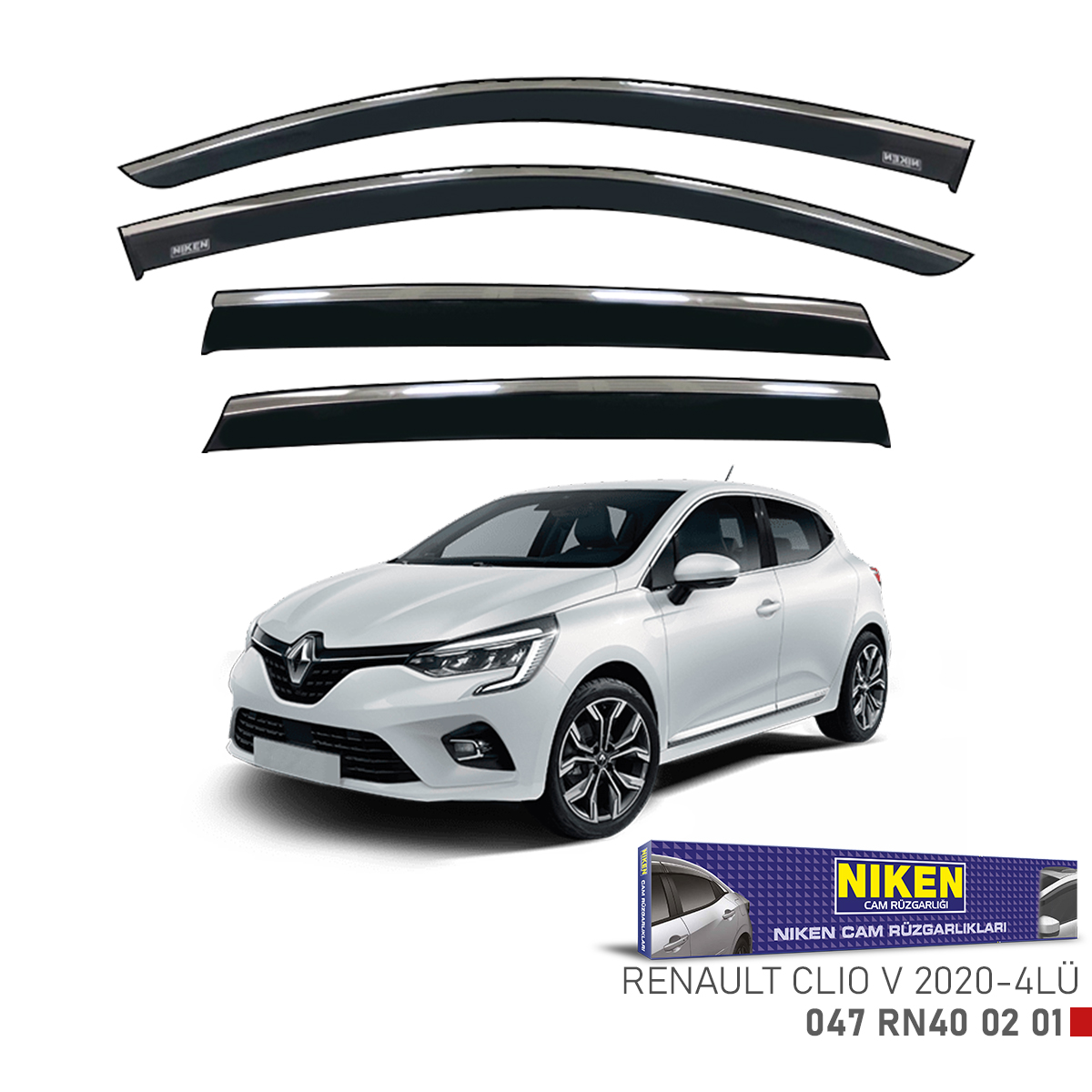 Niken Renault Clio 5 2020 Sonrası Kromlu Cam Rüzgarlığı 4Lü