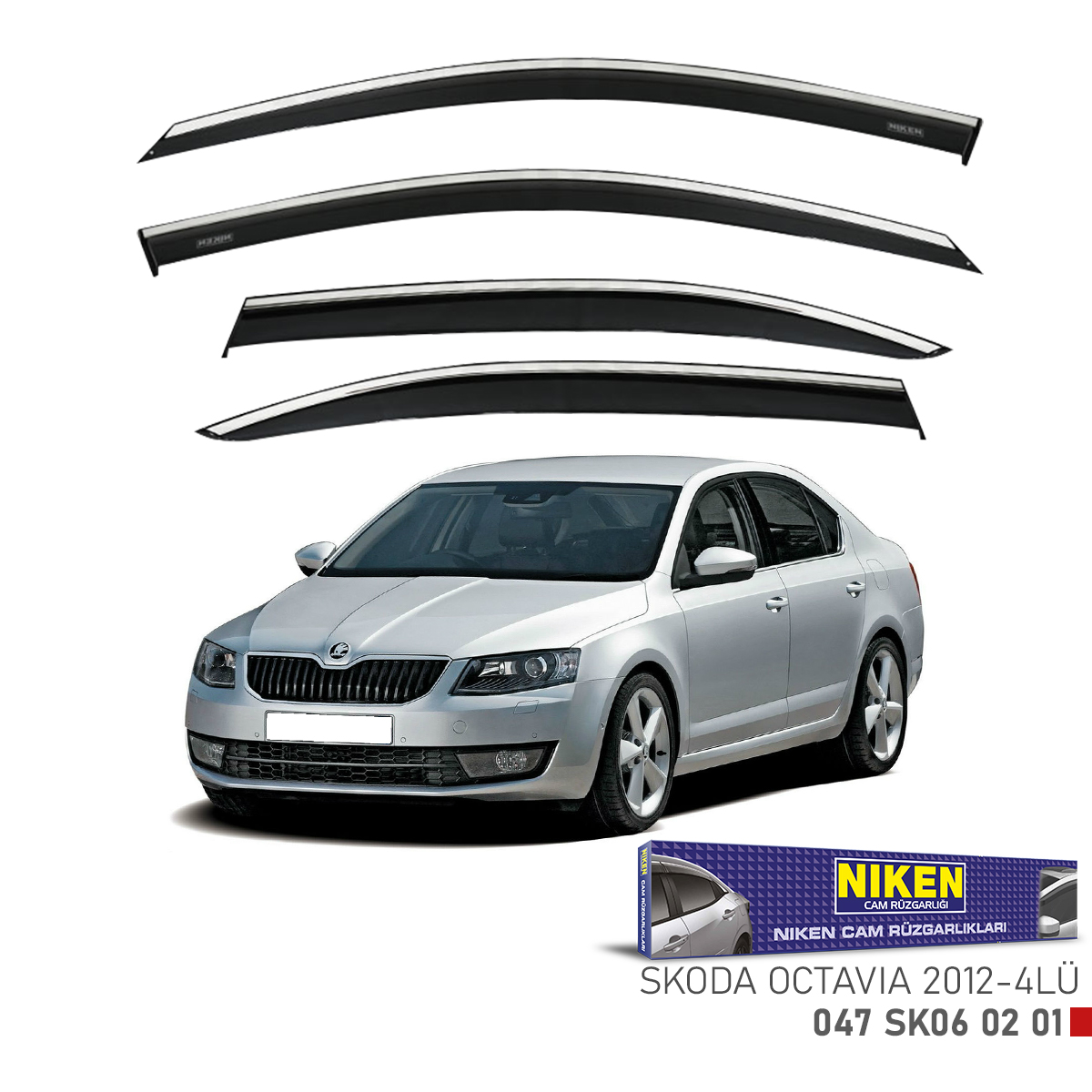 Niken Skoda Octavıa 2012 Sonrası Kromlu Cam Rüzgarlığı 4Lü