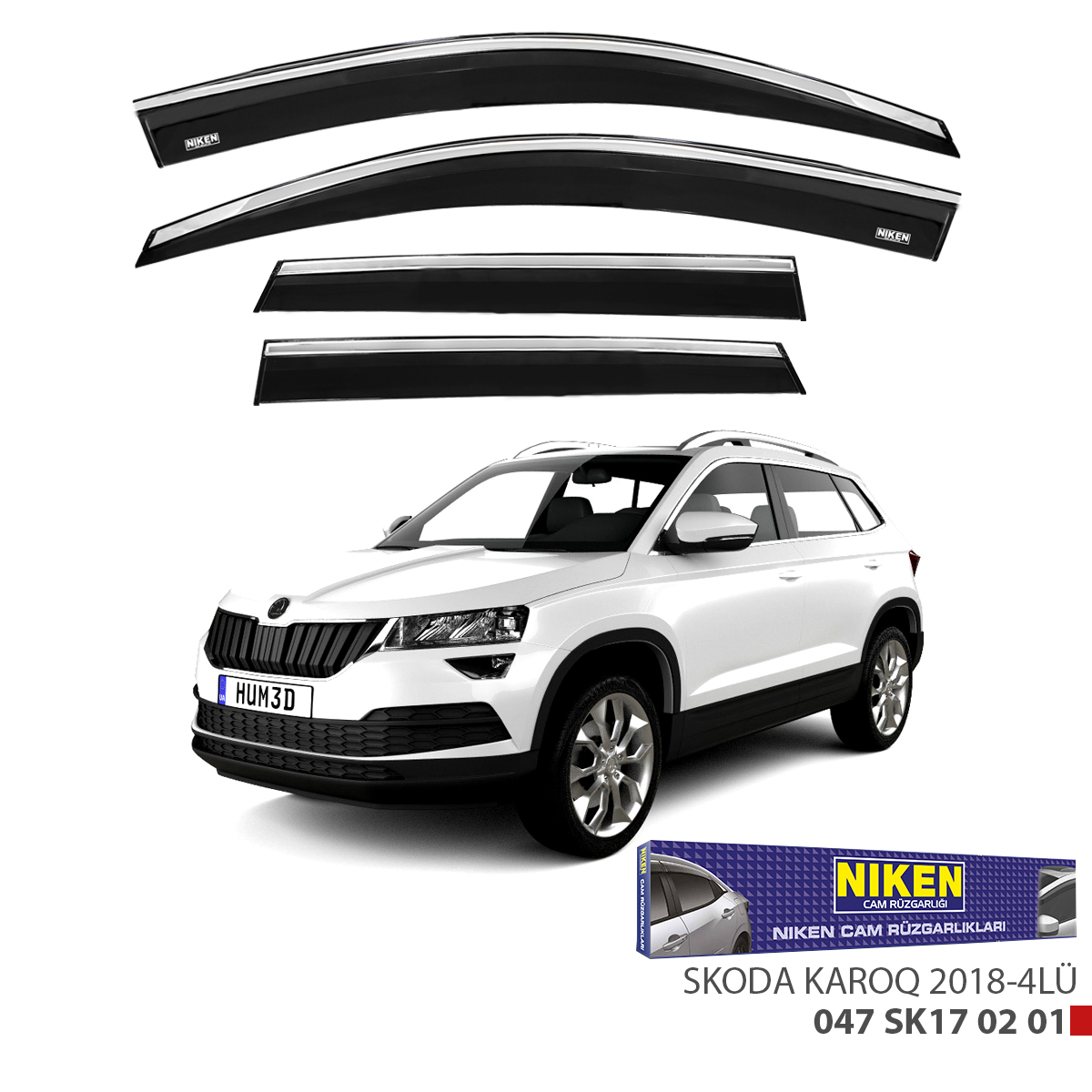Niken Skoda Karoq 2018 Sonrası Kromlu Cam Rüzgarlığı 4Lü