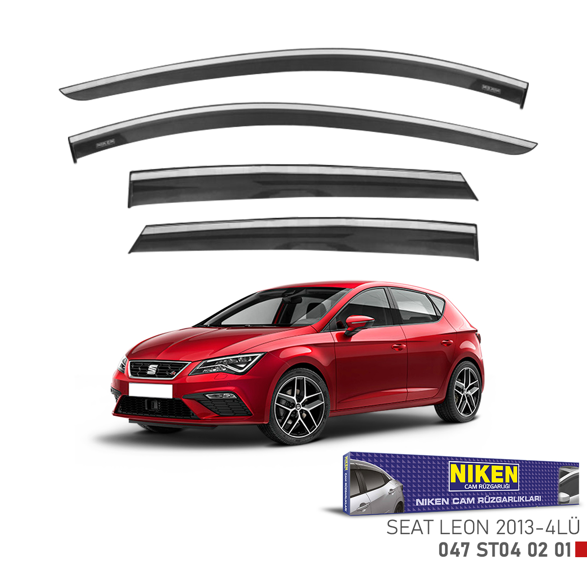 Niken Seat Leon 2013 Sonrası Kromlu Cam Rüzgarlığı 4Lü