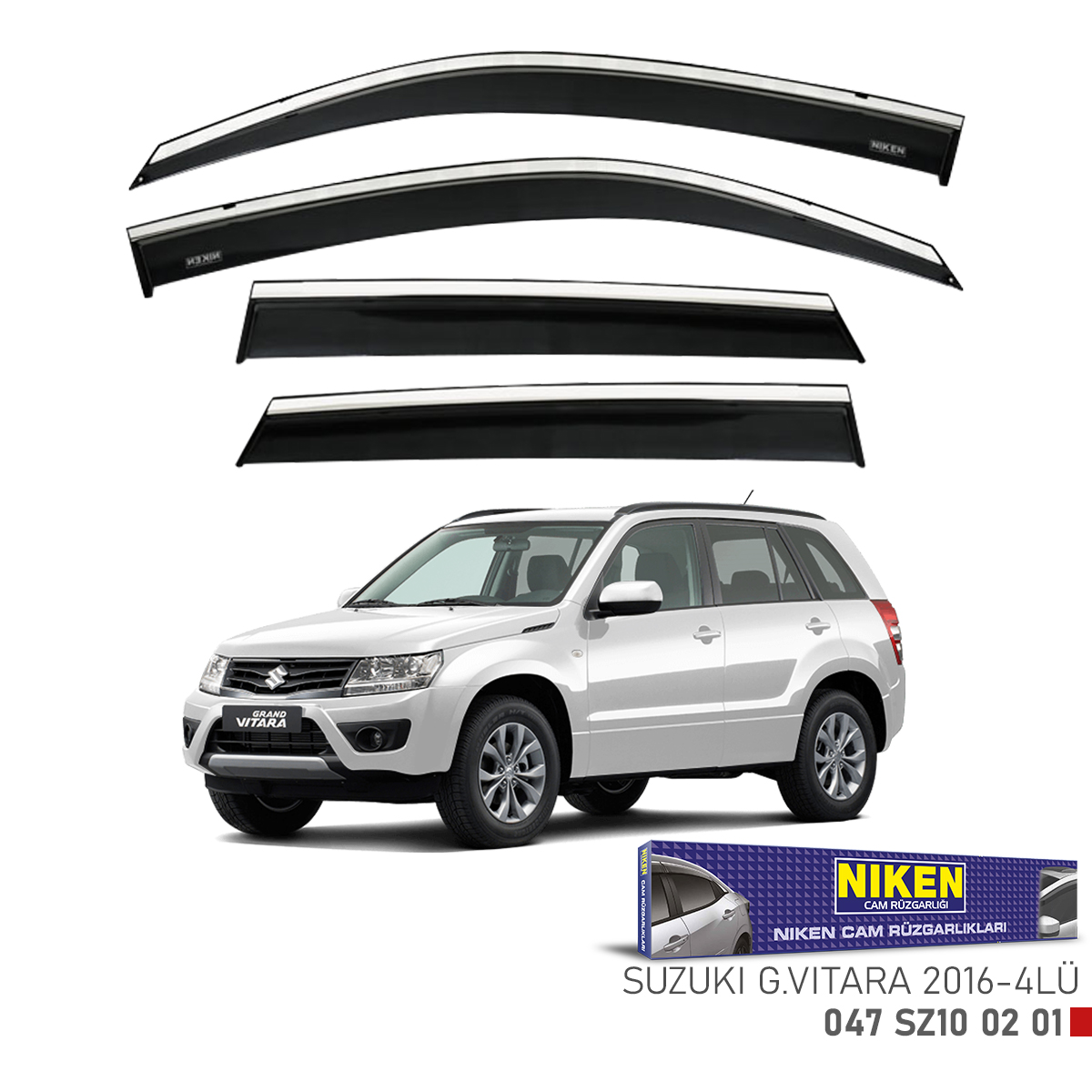 Niken Suzuki Grand Vitara 2016 Sonrası Kromlu Cam Rüzgarlığı 4Lü