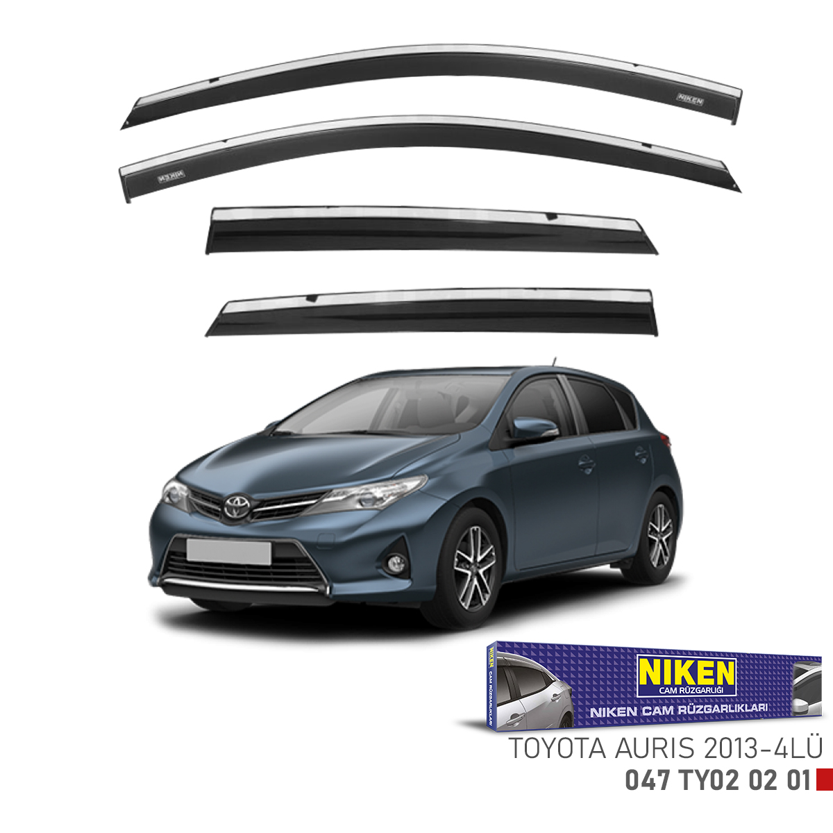 Niken Toyota Aurıs 2013 Sonrası Kromlu Cam Rüzgarlığı 4Lü