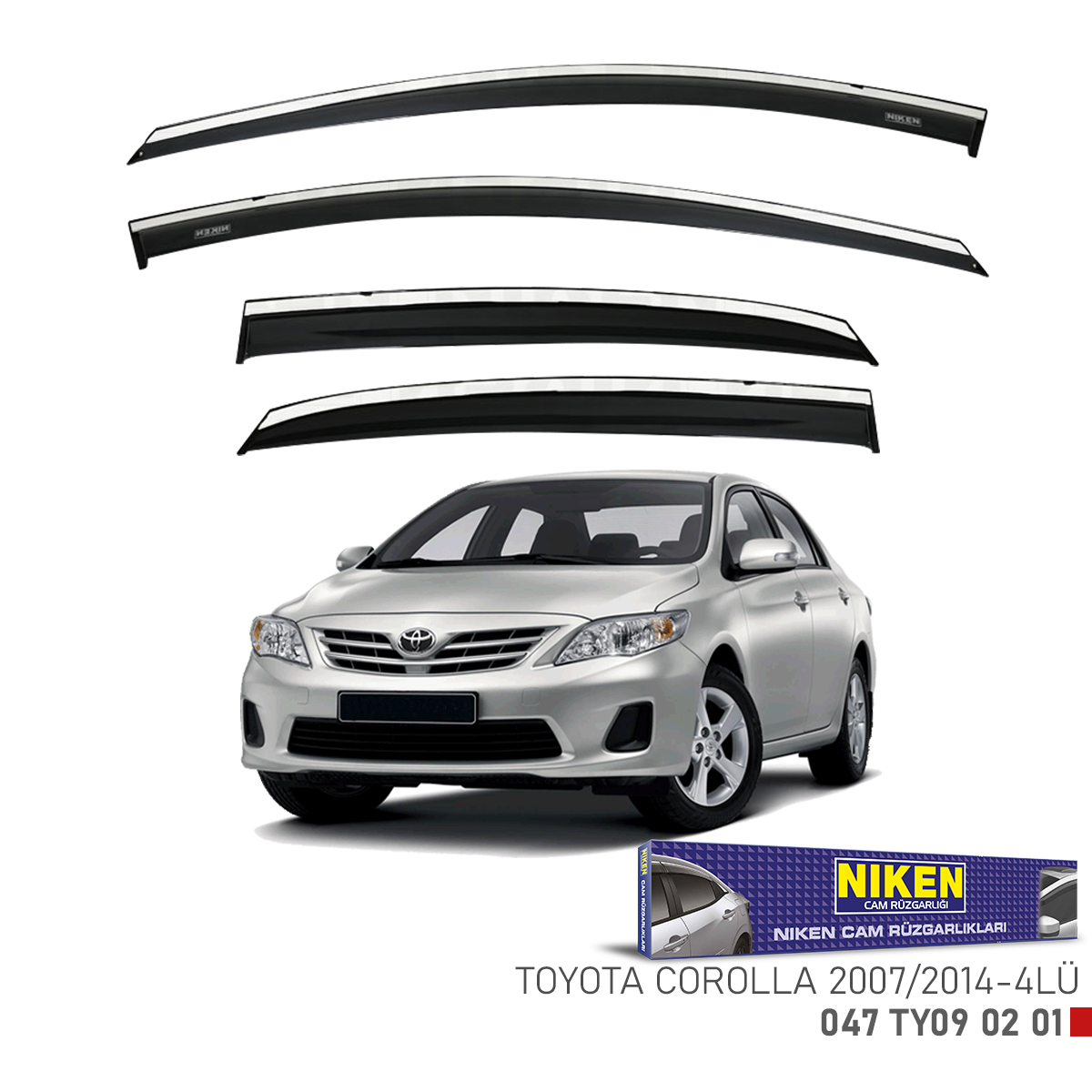 Niken Toyota Corolla 2007-2014 Kromlu Cam Rüzgarlığı 4Lü