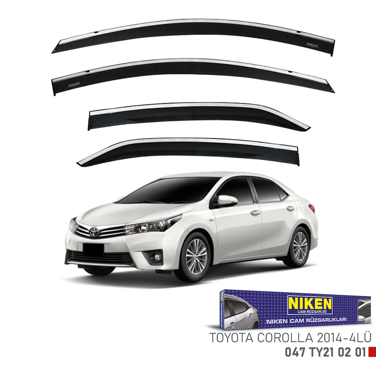 Niken Toyota Corolla 2014-2018 Kromlu Cam Rüzgarlığı 4Lü