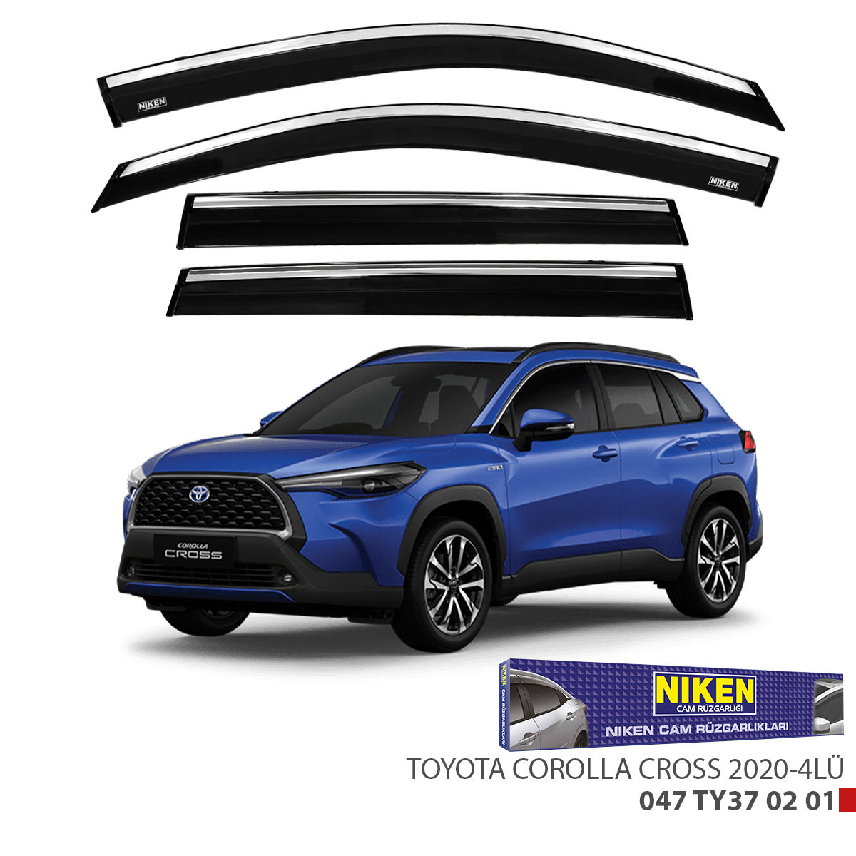 Niken Toyota Corolla Cross 2020 Sonrası Kromlu Cam Rüzgarlığı 4Lü