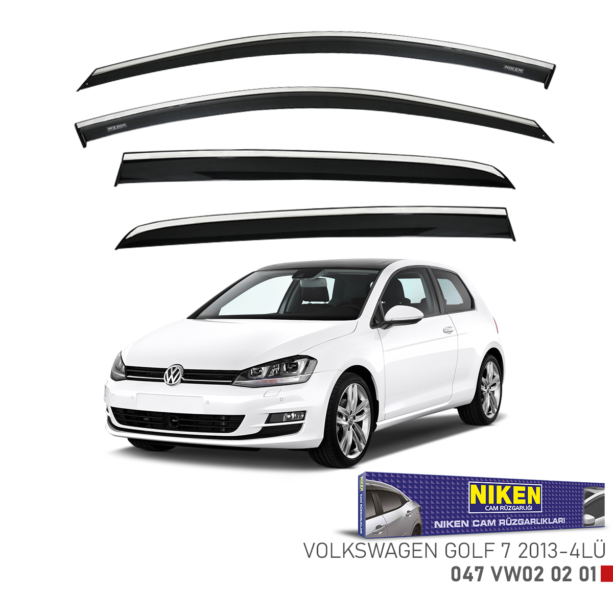 Niken Vw Golf 7 2013 Sonrası Kromlu Cam Rüzgarlığı 4Lü