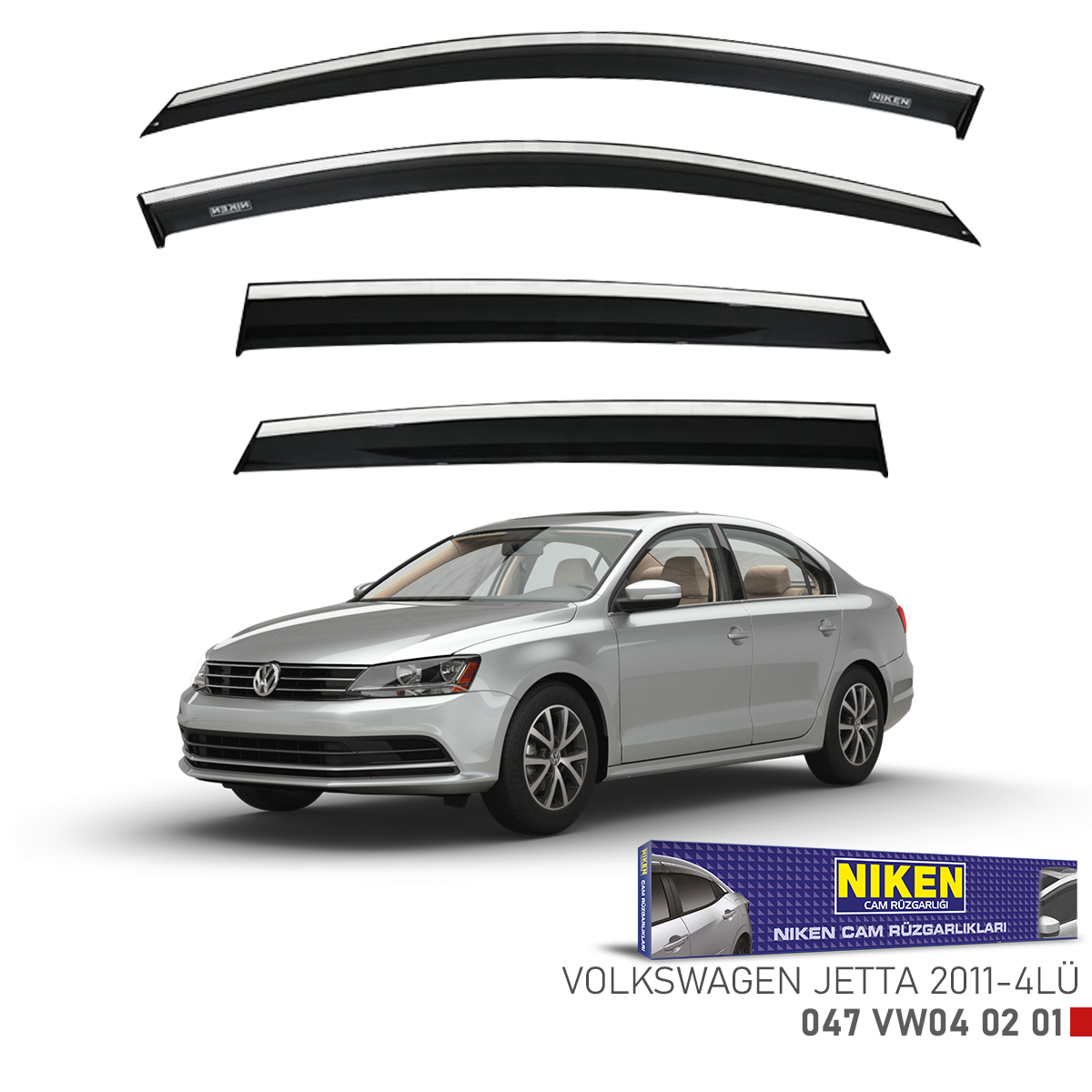 Niken Vw Jetta 2011 Sonrası Kromlu Cam Rüzgarlığı 4Lü