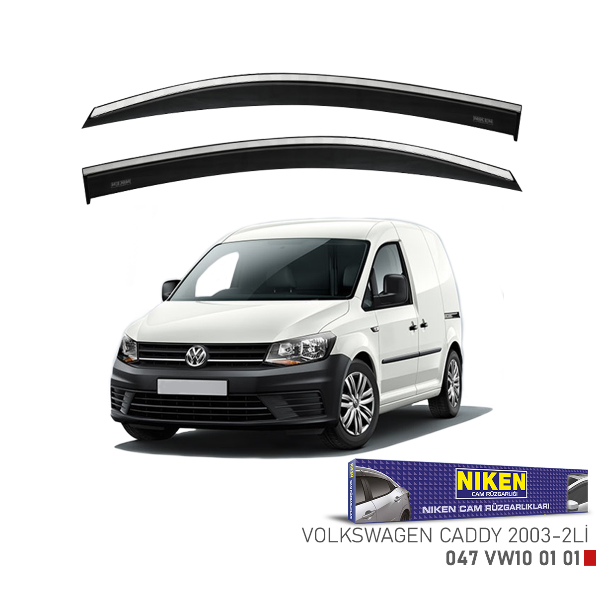 Niken Vw Caddy 2003-2019 Arası Kromlu Cam Rüzgarlığı 2Li