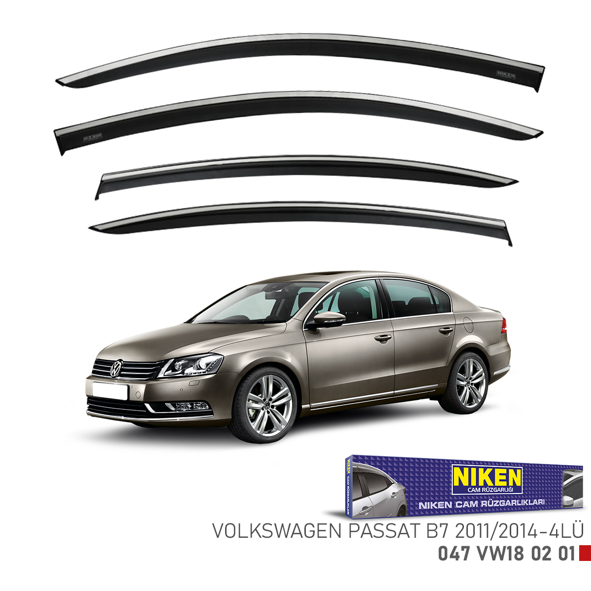 Niken Vw Passat B7 2011-2014 Kromlu Cam Rüzgarlığı 4Lü