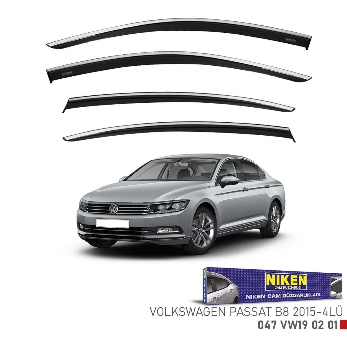 Niken Vw Passat B8 2015 Sonrası Kromlu Cam Rüzgarlığı 4Lü