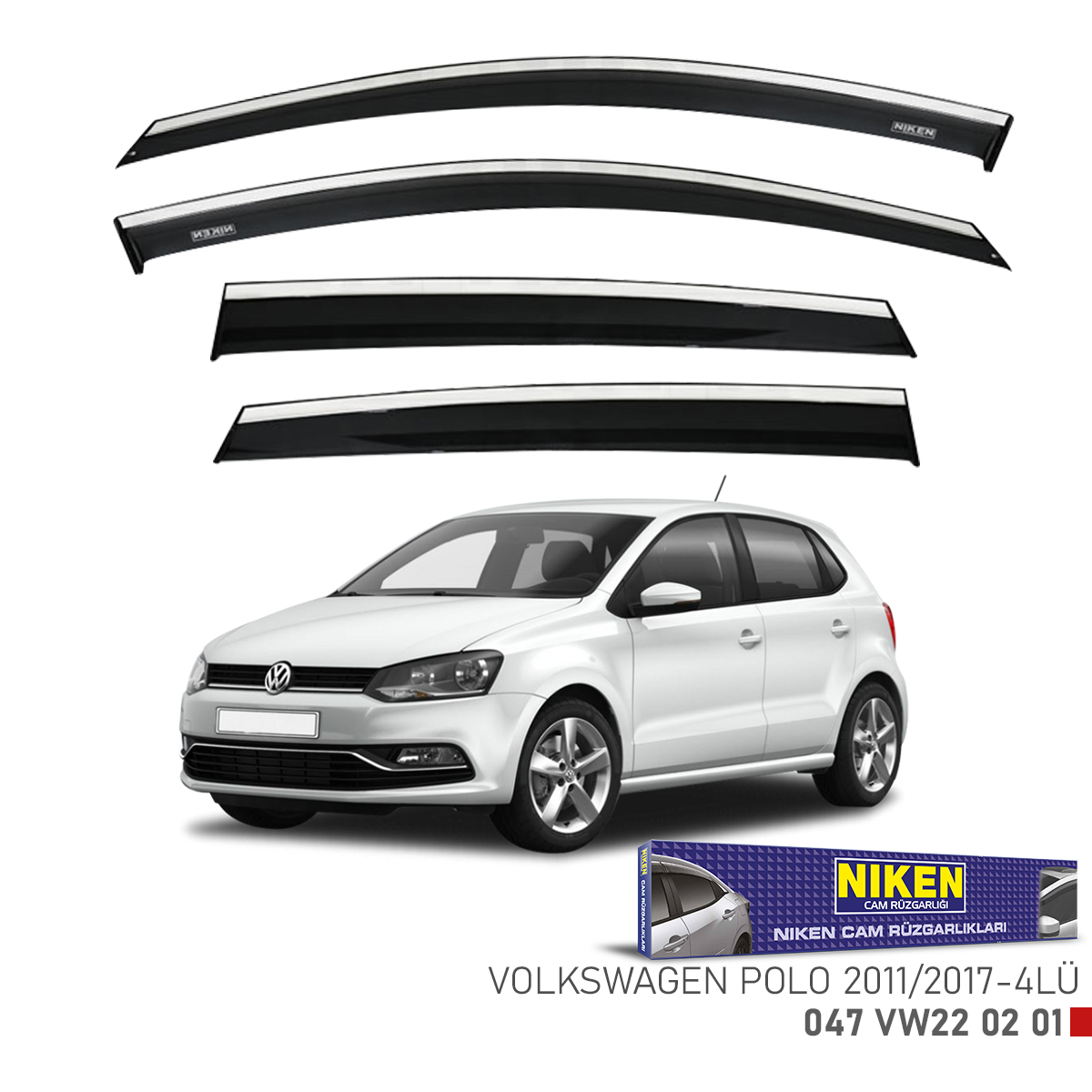 Niken Vw Polo 2011-2017 Kromlu Cam Rüzgarlığı 4Lü