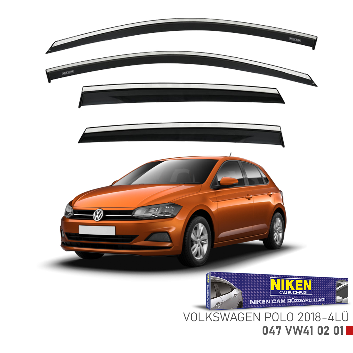 Niken Vw Polo 2018 Sonrası Kromlu Cam Rüzgarlığı 4Lü