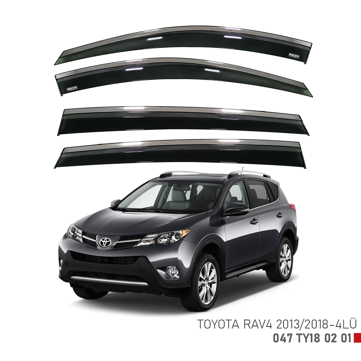 Niken Toyota Rav4 2013-2018 Kromlu Cam Rüzgarlığı 4Lü