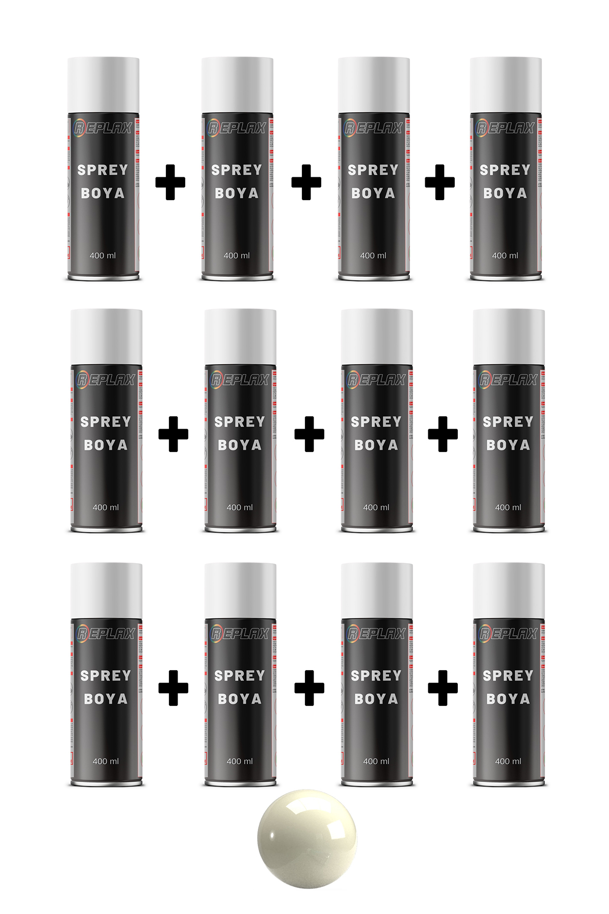 12 Adet Ral 1013 Kırık Beyaz Sprey Boya 400 ml