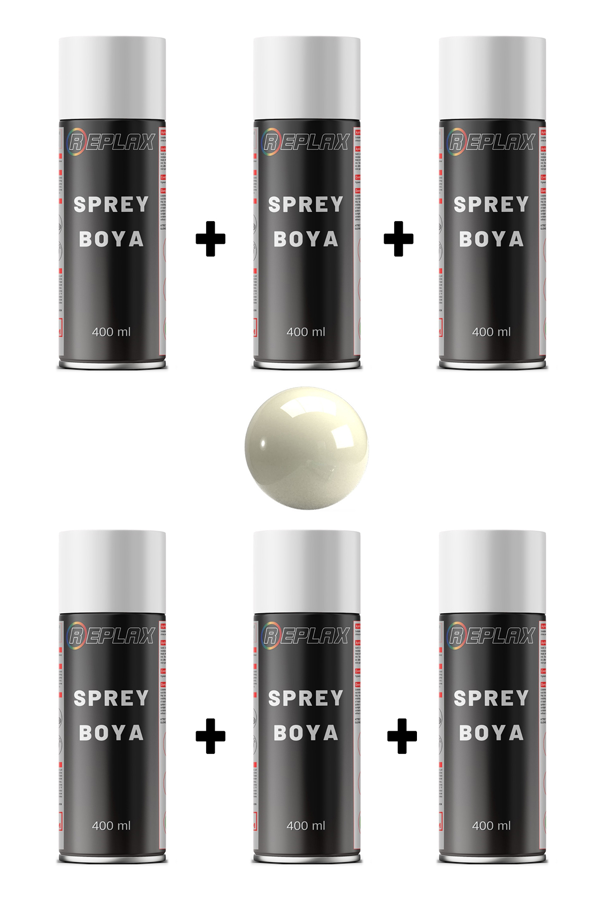 6 Adet Ral 1013 Kırık Beyaz Sprey Boya 400 ml