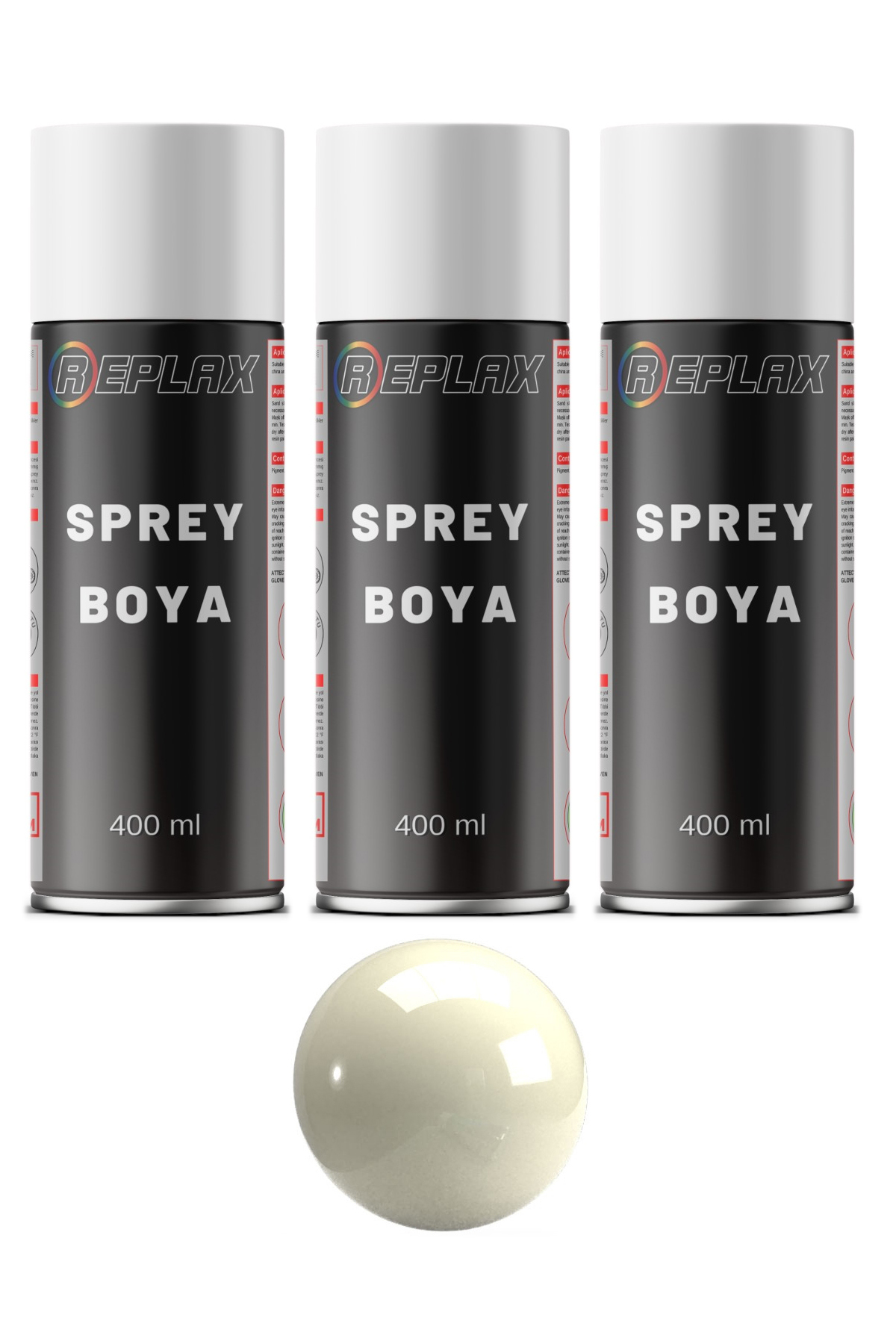 3 Adet Ral 1013 Kırık Beyaz Sprey Boya 400 ml