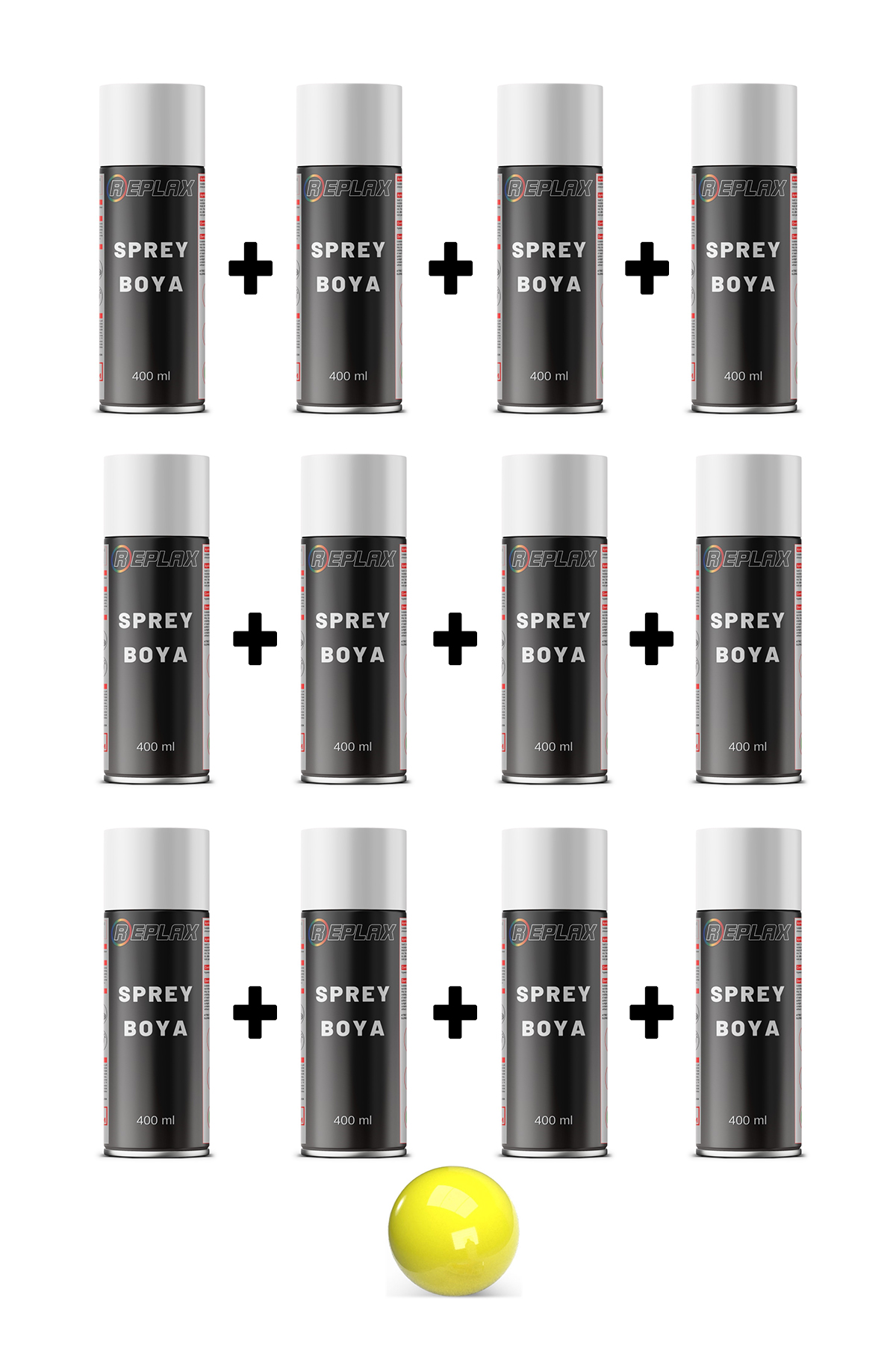 12 Adet Ral 1018 Çinko Açık Sarı Sprey Boya 400 ml