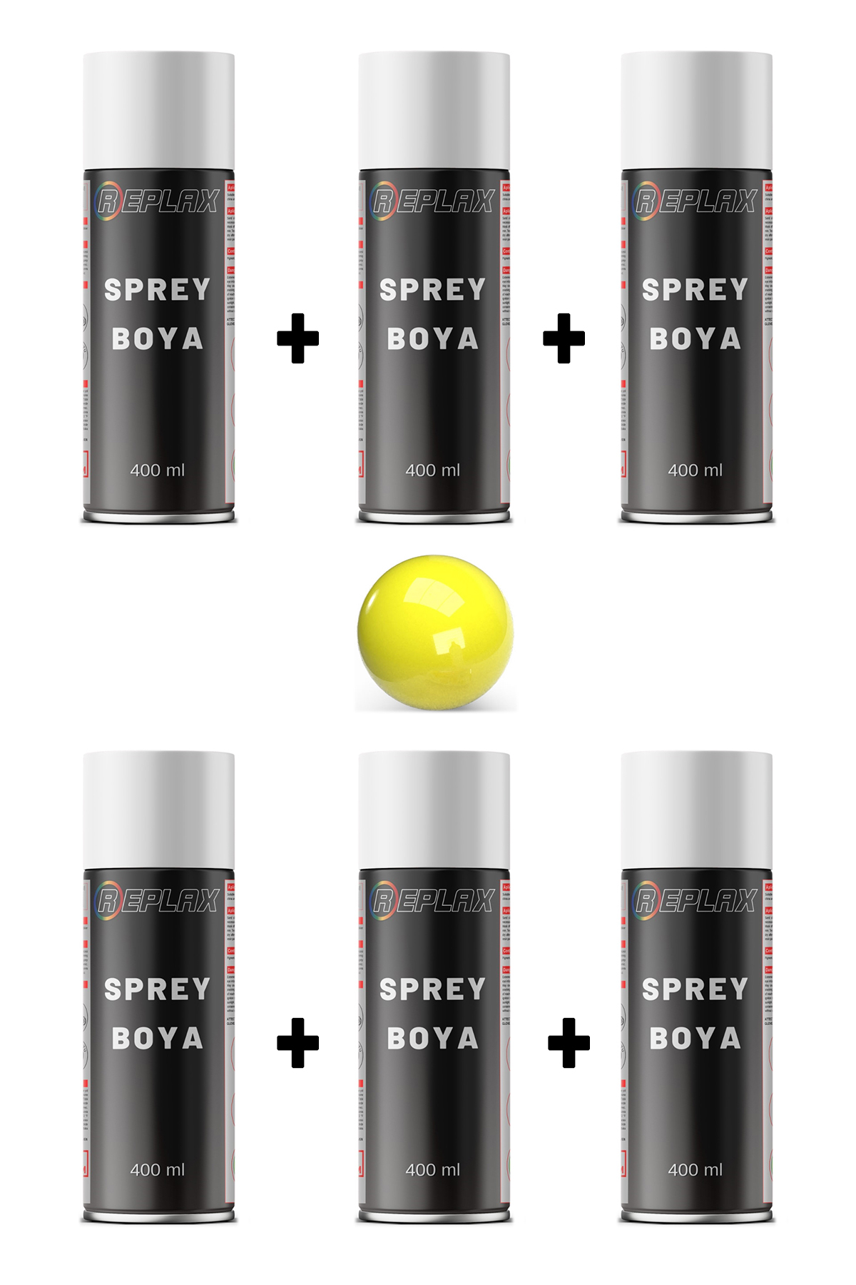 6 Adet Ral 1018 Çinko Açık Sarı Sprey Boya 400 ml