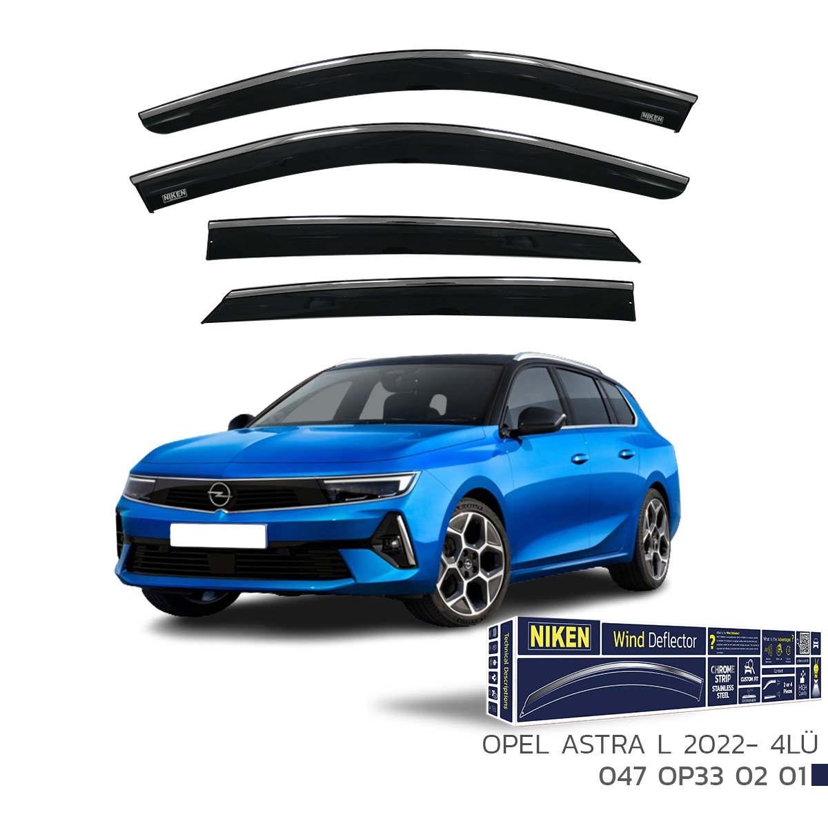 Niken%20Opel%20Astra%20L%202022%20Sonrası%20Uyumlu%20Kromlu%20Cam%20Rüzgarlığı%204Lü