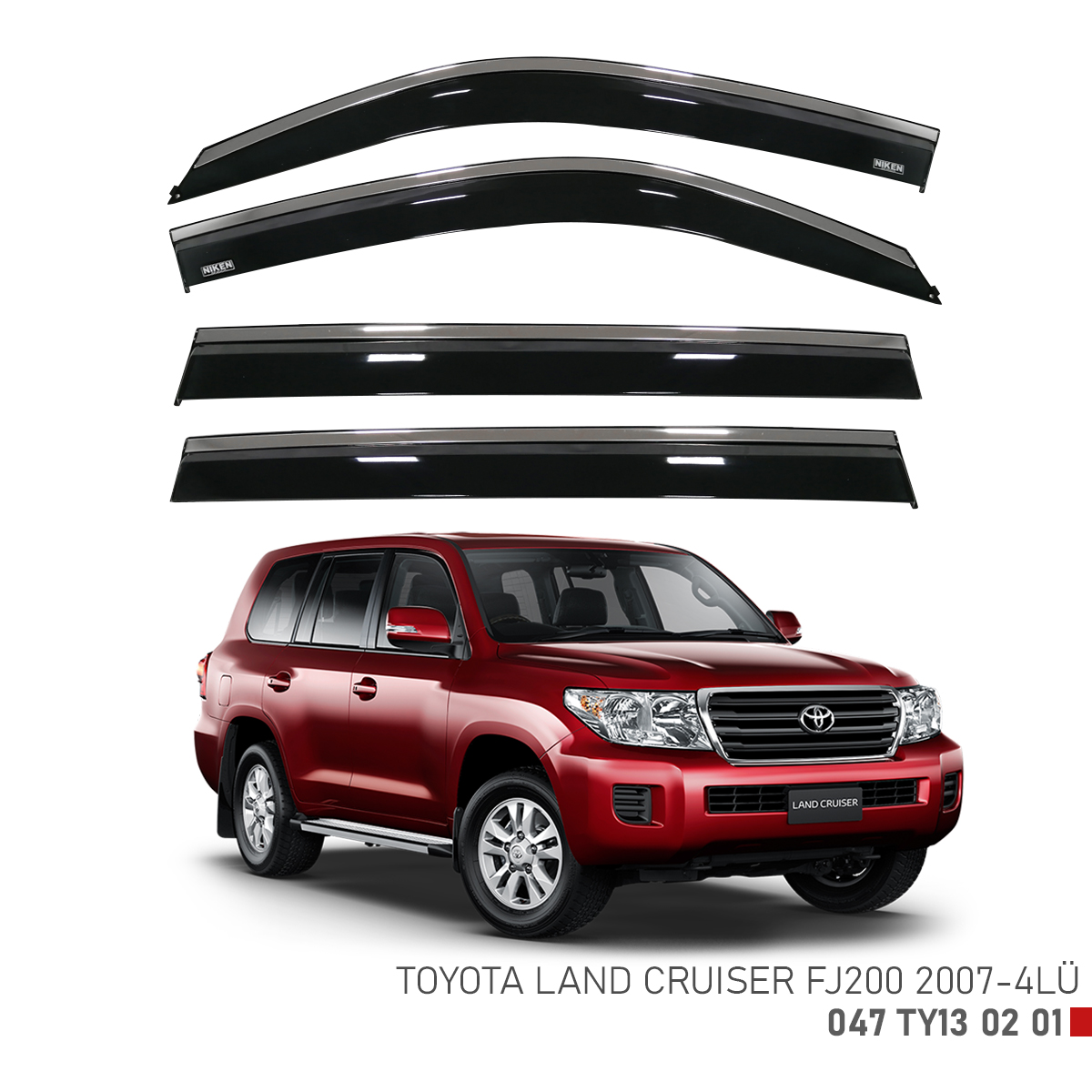 Niken Toyota Land Cruiser Fj200 2007 Sonrası Kromlu Cam Rüzgarlığı 4Lü