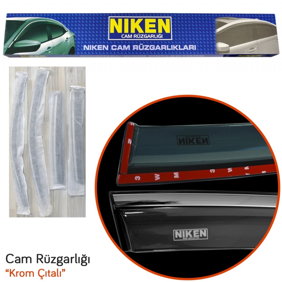 Togg T10X 2023 Sonrası Uyumlu Kromlu Cam Rüzgarlığı 4Lü